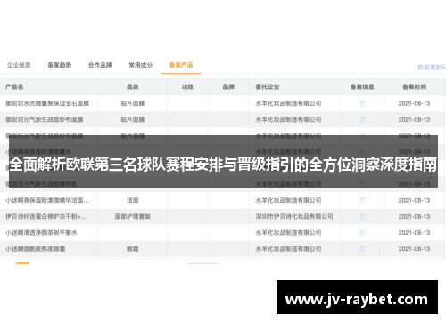 全面解析欧联第三名球队赛程安排与晋级指引的全方位洞察深度指南